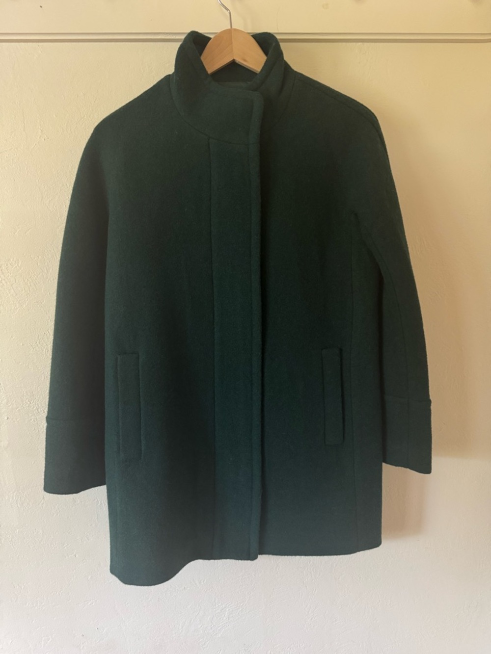 J.Crew Re-Imagined Forest Green Wool Blend Cocoon Coat Jacket Size 2 Minimalist
